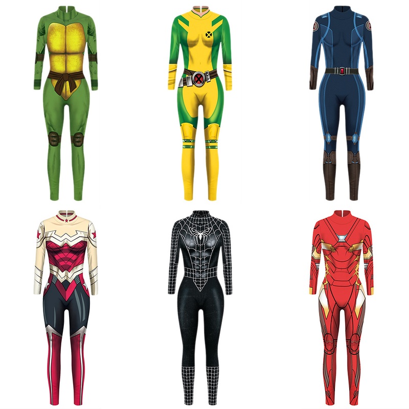 Vip 3d Black Spiderman Captain Marvel Endgame Costume Cosplay Women Movie Wonder Woman Jumpsuit Costumes