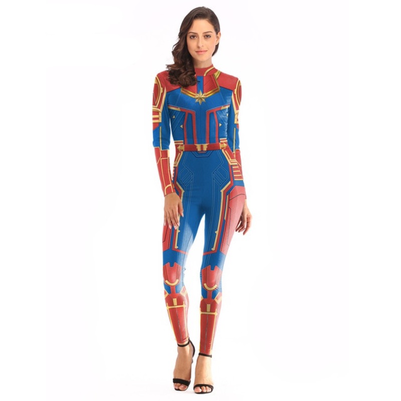 Vip 3d Captain Costume Cosplay Women Plus Size Bodysuit Marvel Movie Jumpsuit Costumes