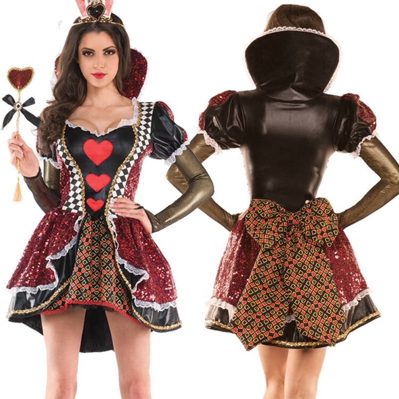 Womens Alice In Wonderland Costume Red Queen Hearts Fancy Dress Women Halloween Party Cosplay Costumes Adult