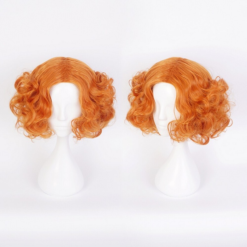30cm Alice In Wonderland Mad Hatter Tarrant Hightopp Orange Synthetic Hair Curly Short Cosplay Wig Halloween Costume Party Wigs