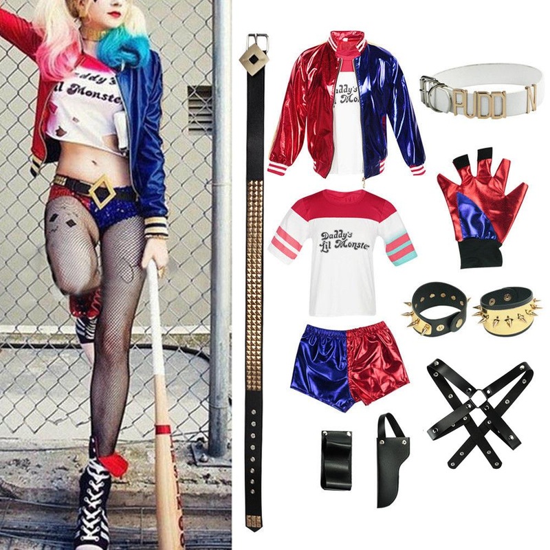 Adult Cosplay Harley Quinn Ladies Costume Full Set Squad Cosplays Party Halloween Costumes
