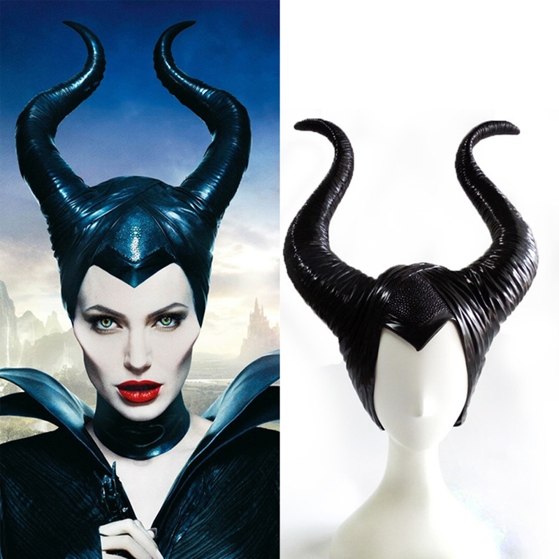 Amercan Movie Maleficent Cosplay Horns Jolie Headpiece Adult Women Halloween Carnival Hat Cap