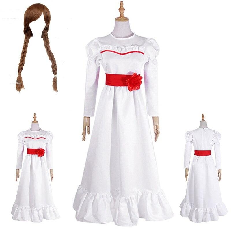 Annabelle Halloween Horror White Dress Cosplay Costume