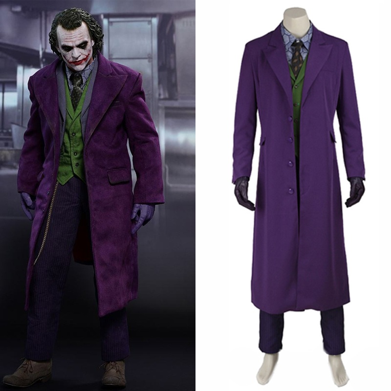 Batman The Dark Knight Cosplay Joker Costume Coat Pants Vest Tie Halloween Party Men Adult Suit Carnival Outfit Prop Custom Made