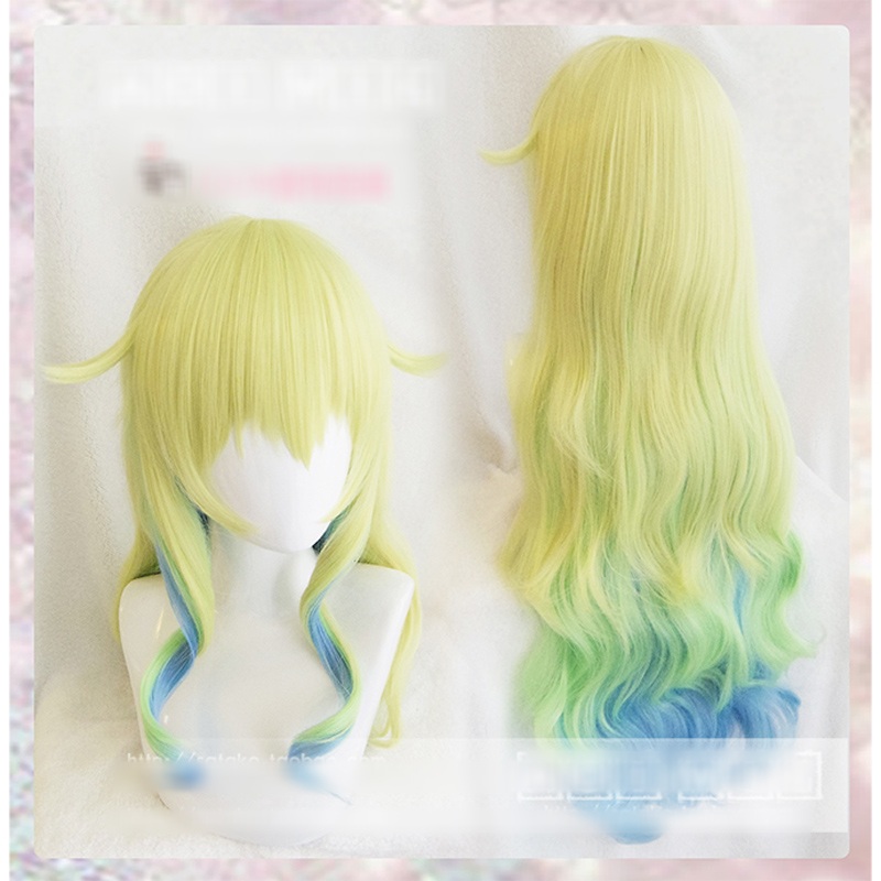 80cm Miss Kobayashis Dragon Maid Quetzalcoatl Lucoa Long Wavy Synthetic Hair Cosplay Wig Heat Resistance Fiberwig Cap