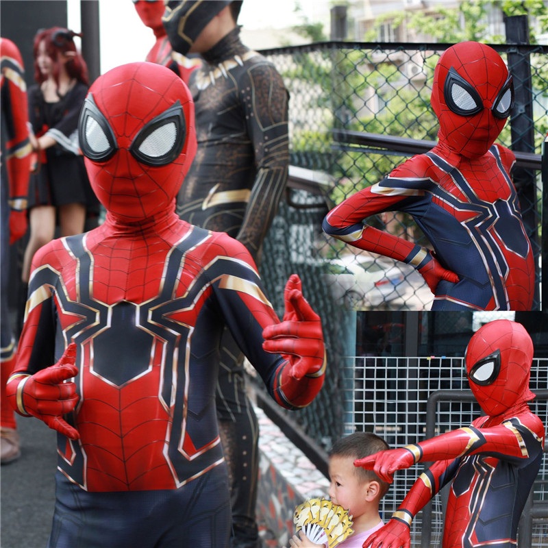 Ainiel Kids Spiderman Homecoming Cosplay Costume Zentai Iron Spider Superhero Bodysuit Suit Jumpsuits Boy Children Adult