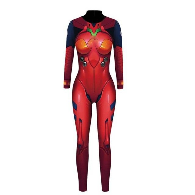 Anime Asuka Langley Soryu Jumpsuits Cosplay Costume Neon Genesis Evangelion Sexy Unisex Fullbody Zentai Suit Bodysuit