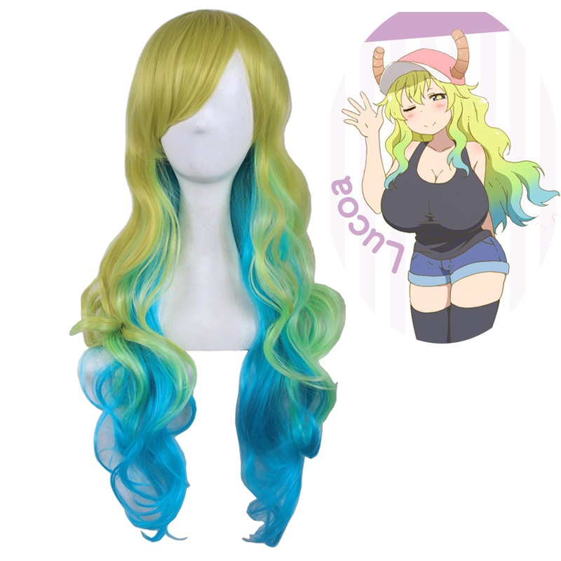 Anime Cosplay Wig Miss Kobayashis Dragon Maid Quetzalcoatl Lucoa Long Wavy Ombre Wigs Women