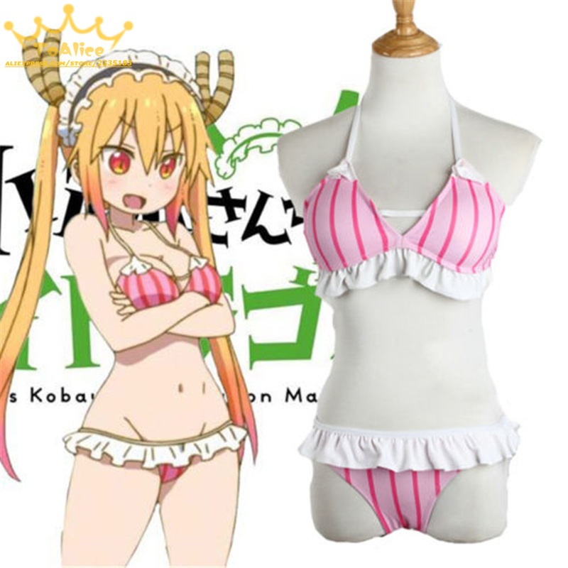 Anime Miss Kobayashi-san Chi No Maid Dragon Tohru Bikini Bathing Suit Swimwear Swimsuit Sukumizu Cosplay Costume