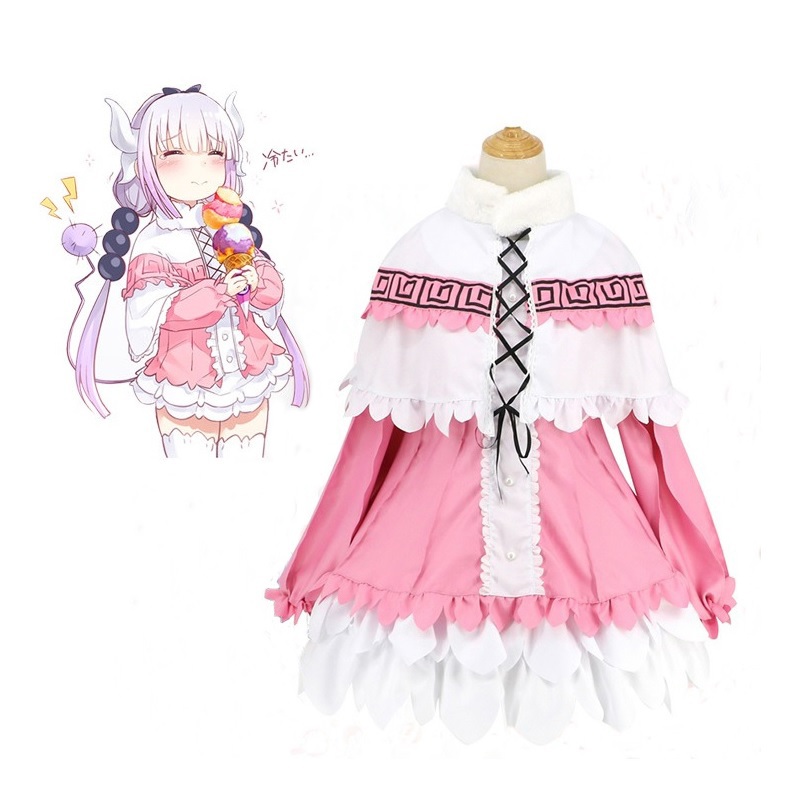 Anime Miss Kobayashis Dragon Maid Kamui Kanna Apron Dress Uniform Meidofuku Outfit Shirt Cloak Skirt Cosplay Costume