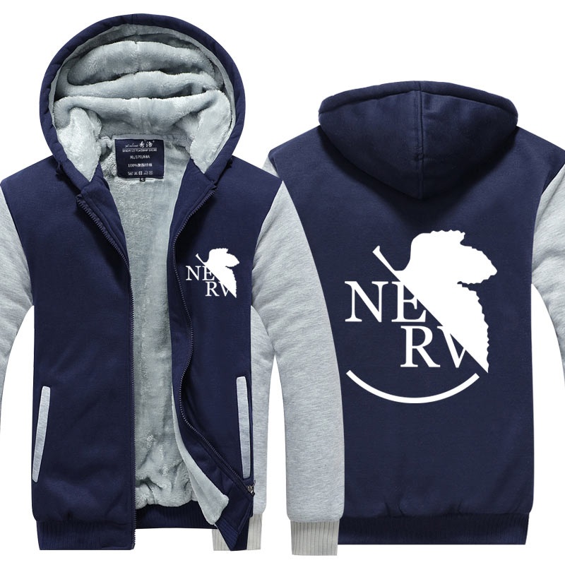 Anime Neon Genesis Evangelion Costume Eva Cosplay Double Pile And Thick Zipper Hooded Sweatshirts Jackets Men Women