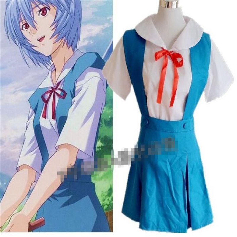Anime Neon Genesis Evangelion Eva Ayanami Rei Cosplay Costume School Uniform Skirt High Exhibition Costumes