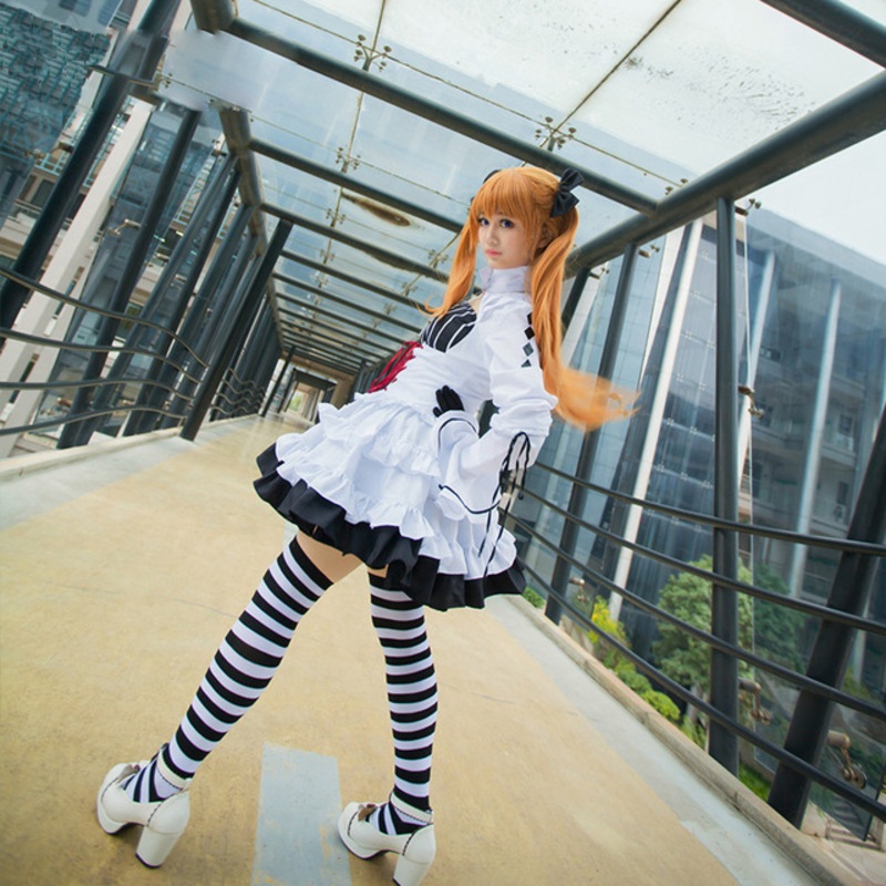 Anime Neon Genesis Evangelion Eva Soryu Asuka Langley Lolita White Dress Cosplay Costume