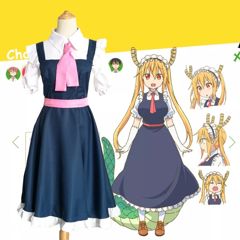 Japanese Anime Miss Kobayashis Dragon Maid Tohru Cosplay Costume Women Dress Halloween Party Costumes