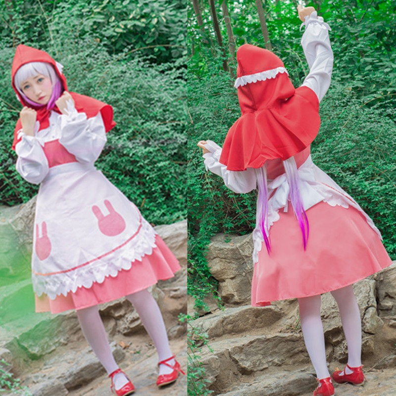 Miss Kobayashi-san Dragon Maid Kanna Kamui Cosplay Costume Outfit Uniform Dress Little Red Riding Female Full Set