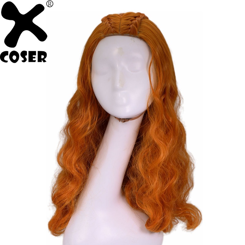 Xcoser Game Thrones Sansa Stark Cosplay Headwear Women Beautiful Long Curly Wavy Hair Party Movie Costume