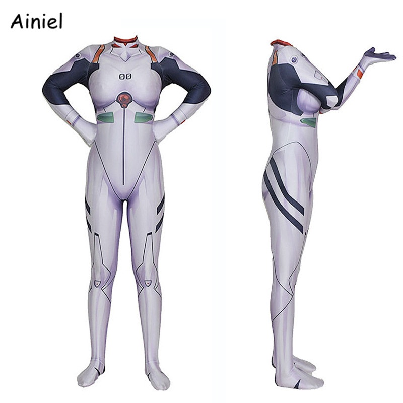 Ainiel Anime Neon Genesis Evangelion Eva Cosplay Clothing Ayanami Rei Costume Suit Jumpsuit Bodysuit Halloween Party Woman Kids