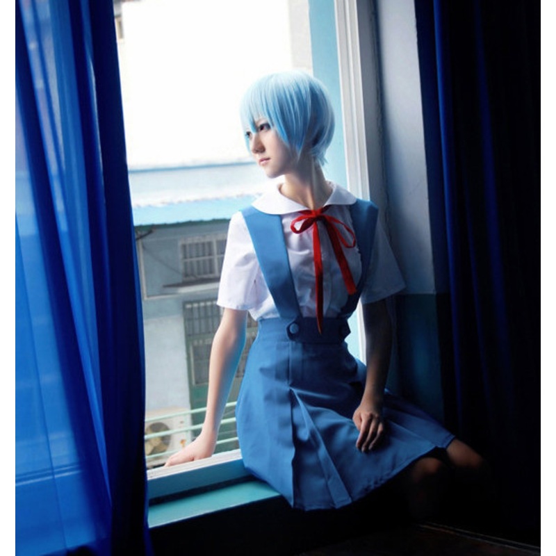 Anime Blue Eva Neon Genesis Evangelion Ayanami Rei Cosplay Costume School Uniform Soryu Asuka Langley Dress
