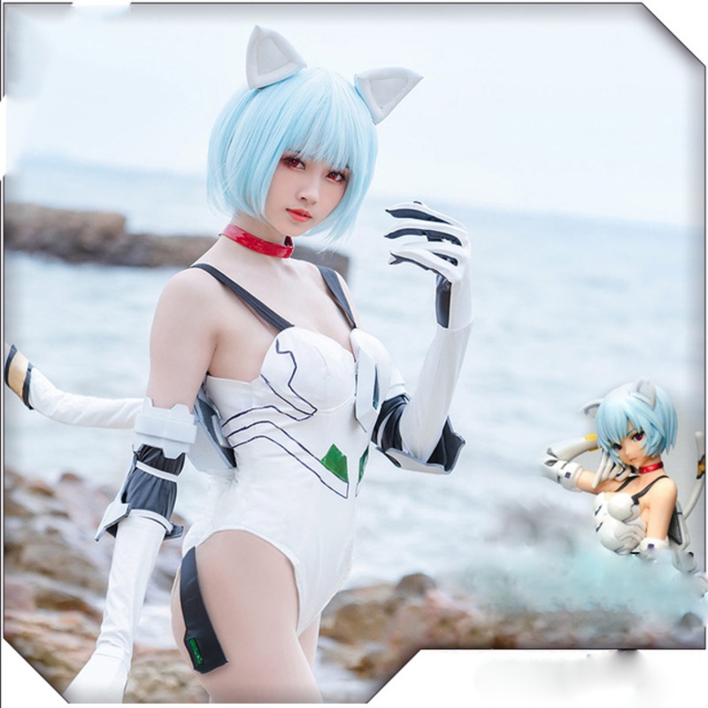 Anime Eva Neon Genesis Evangelion Figure Ayanami Rei Cosplay Costume Cat Girl Ver Suit Uniform Sexy Pu Halloween Women