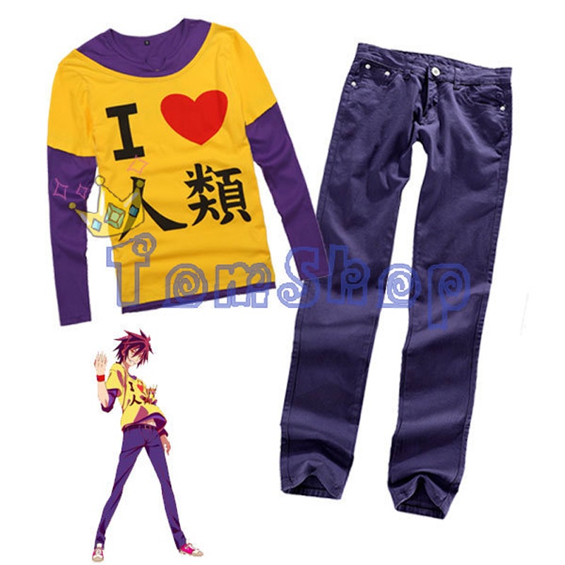 Anime Inch No Game Life Sora Cosplay Costume Unisex Tops Shirt And Long Pants Suit Halloween Party Costumes