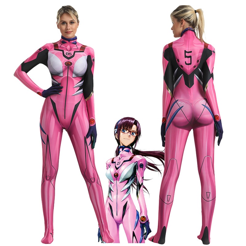 Anime Mari Makinami Illustrious Cosplay Costume Zentai Neon Genesis Evangelion Kids Bodysuit One-piece Jumpsuits