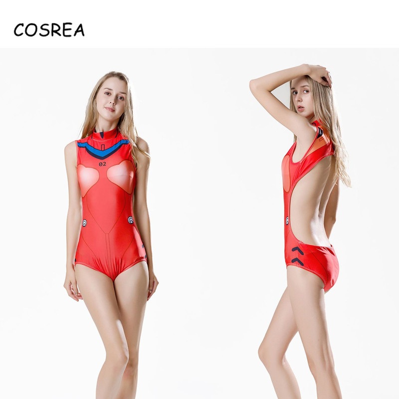 Anime Neon Genesis Evangelion Eva Asuka Langley Shikinami Rangure Cosplay Costume One-pieces Spandex Swimsuit