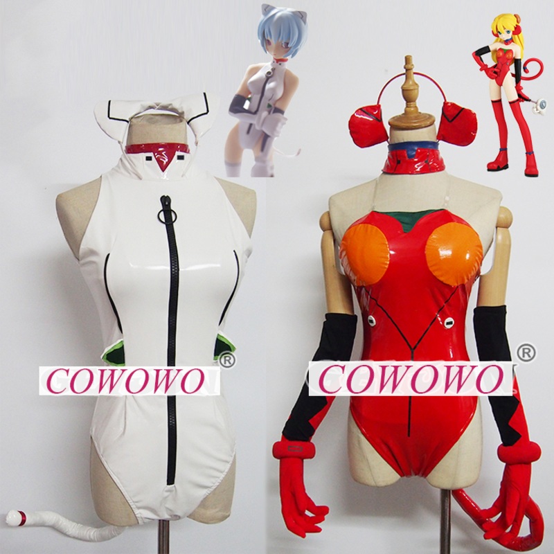 Anime Neon Genesis Evangelion Eva Ayanami Rei Asuka Cat Girls Sexy Jumpsuits Uniforms Cosplay Costume Halloween
