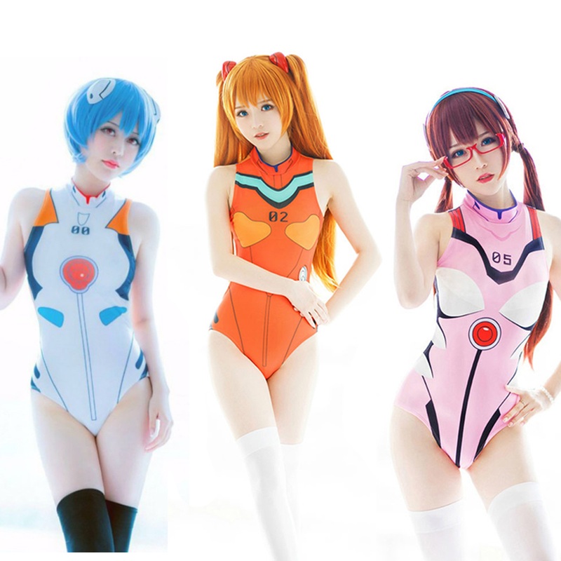Anime Neon Genesis Evangelion Eva Cosplay Costumes Fancy Women Bikini Swimsuit One-piece Dva Spandex Beach Swimwear Zentai