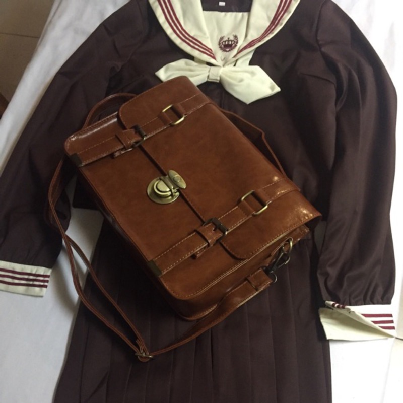 Anime Neon Genesis Evangelion Eva Japanese School Uniform Document 3 Way Bag Jk Style Color Black Amp Brown