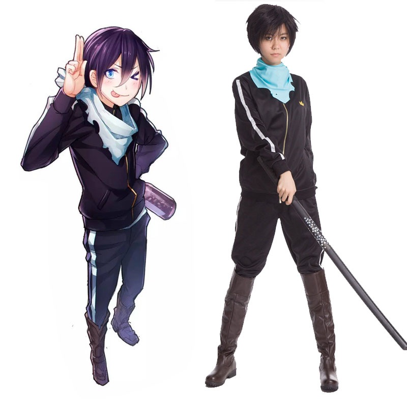 Anime Noragami Cosplay Yato Costume Jacket Pants Black Sporting Suit Unisex Clothing Tracksuit Set