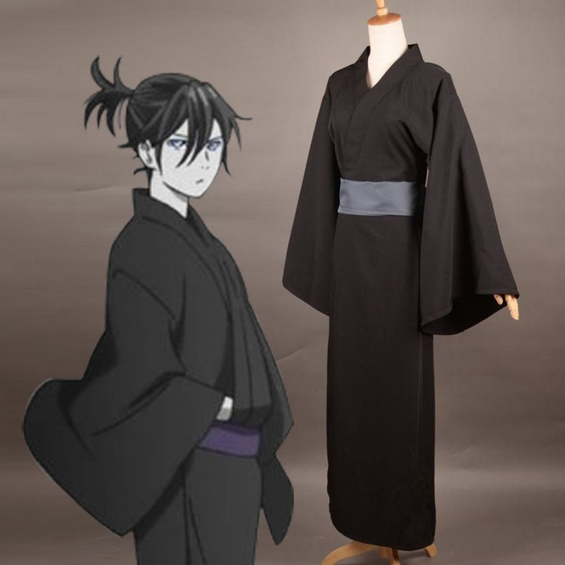 Anime Noragami Costume Yato God Depravity Ver Black Japanese Kimono Cosplay Adult Yukata Halloween Men