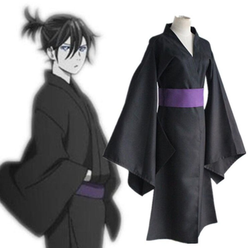 Anime Noragami Yato Cosplay Costume Full Set Black Kimono Yukata Belt Halloween Costumes