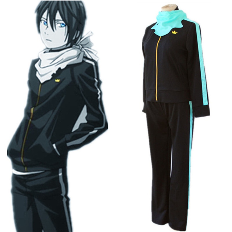 Anime Noragami Yato Cosplay Costume Jacket Black Tracksuit Sporting Suit Unisex School Uniform Set