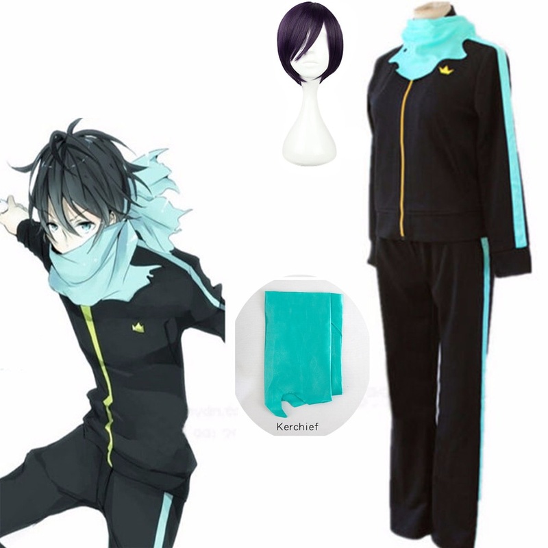 Anime Noragami Yato Cosplay Wig And Costume Halloween Party Jackets Pants Scarf High Set Sportswe