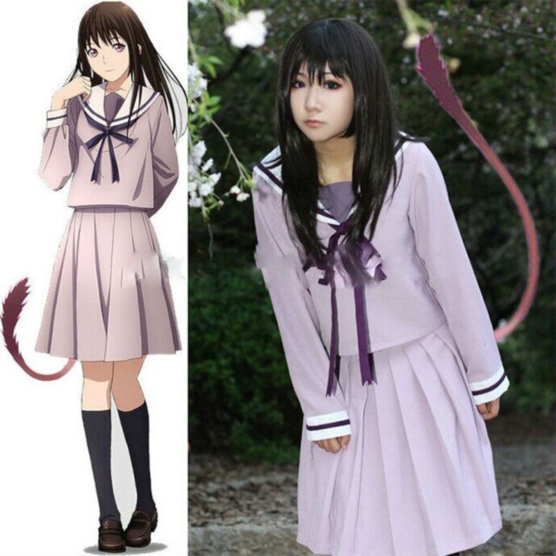 Anime Noragami Yukine Iki Hiyori School Uniform Sailor Suit Outfit Cosplay Costumes Dress