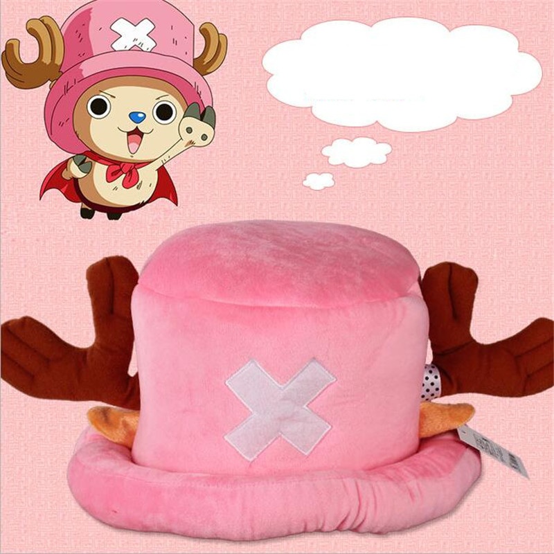 Animation One Piece Tony Chopper Pink Cartoon Hats Cosplay Headdress Elk Horn Caps Plush Warm Hat