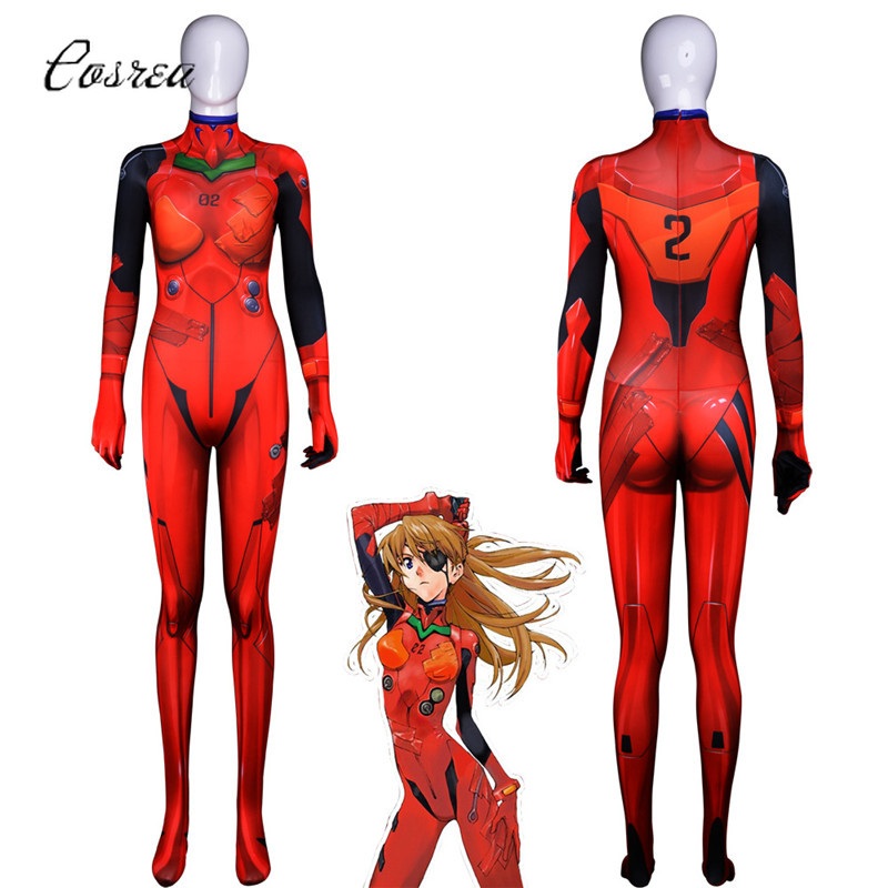 Anime Asuka Langley Soryu Costume Neon Genesis Evangelion Cosplay Fullbody Zentai Suit Bodysuit Halloween Costumes Women
