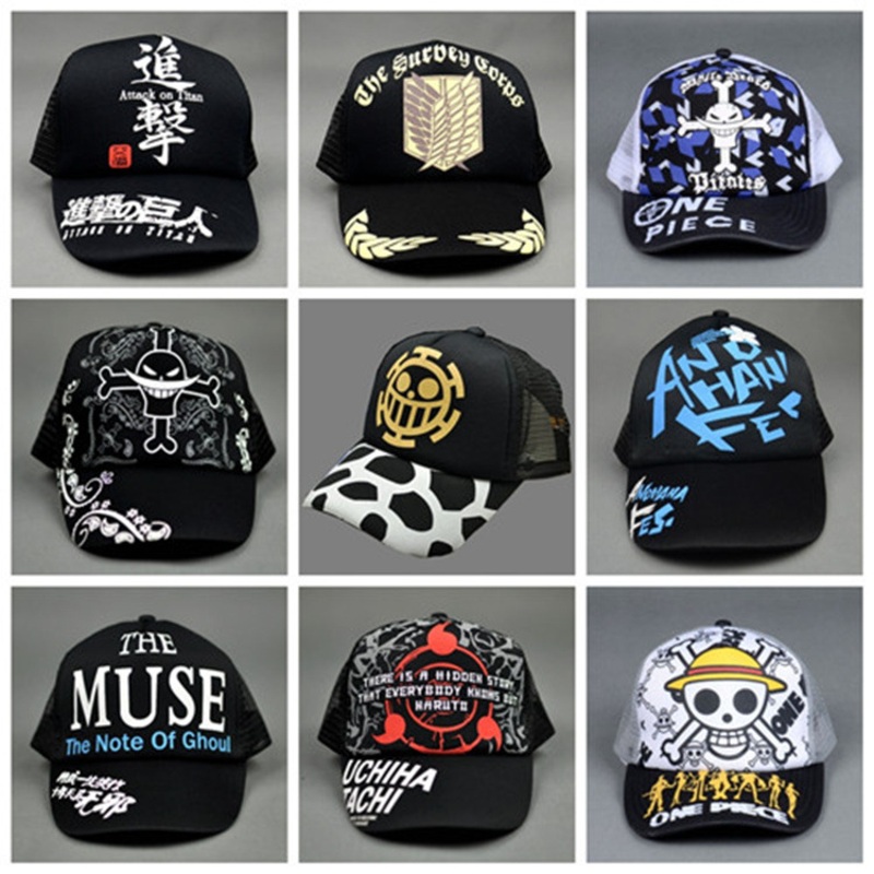 Anime Hats One Piece Attack On Titan Naruto Tokyo Ghoul Baseball Cap Sun Hat Cosplay Peak Caps