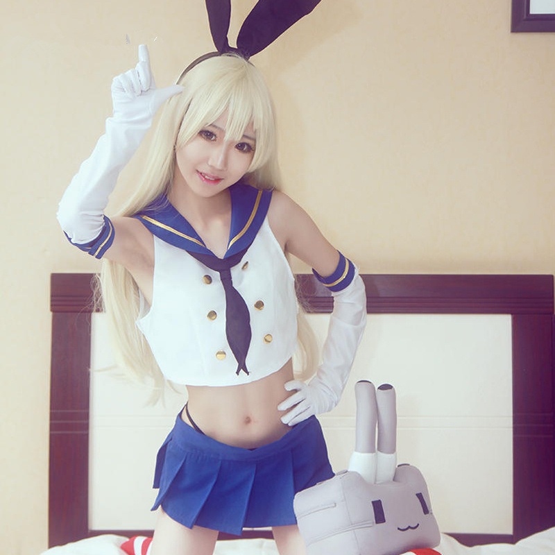 Anime Kantai Cosplay Costume Shimakaze Sailor Suit Uniform