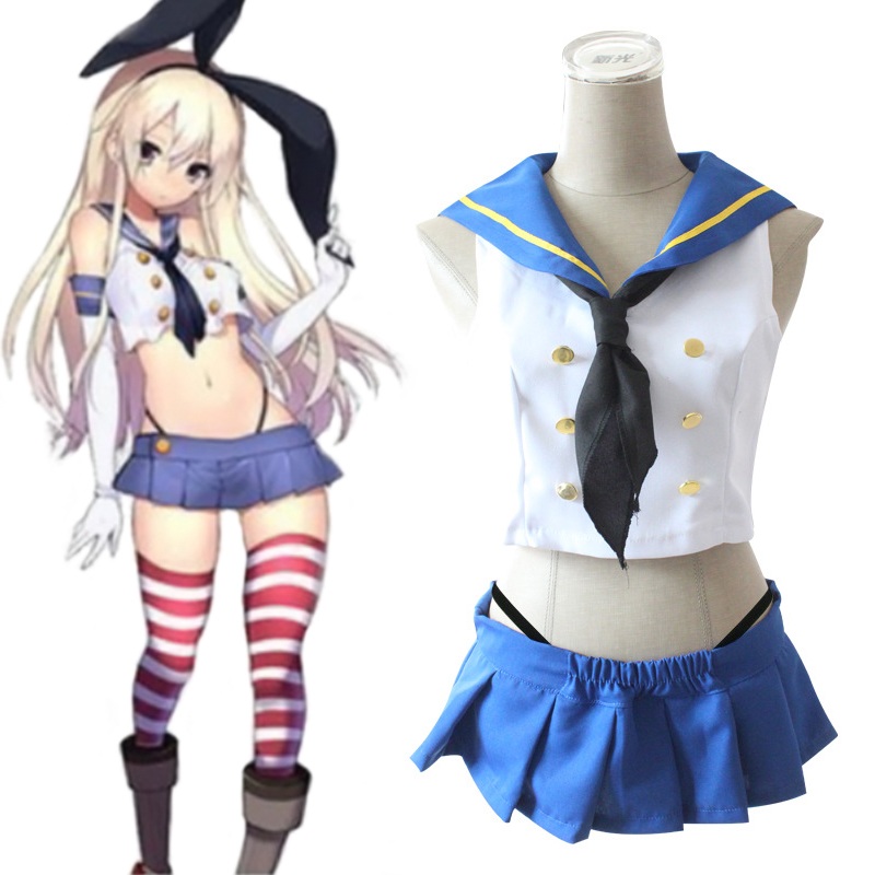 Anime Kantai Shimakaze Cosplay Girls Uniforms Full Set Women Halloween Party Costumes Suit