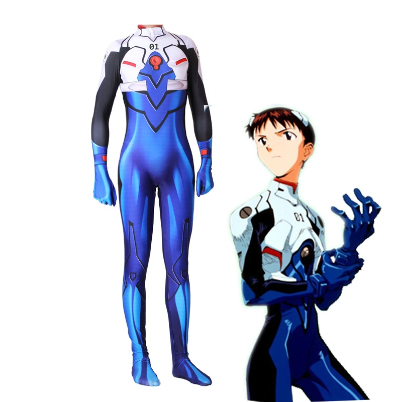 Anime Neon Genesis Evangelion Plugsuit Cosplay Costume Eva Ikari Shinji Zentai Bodysuit Suit Jumpsuits