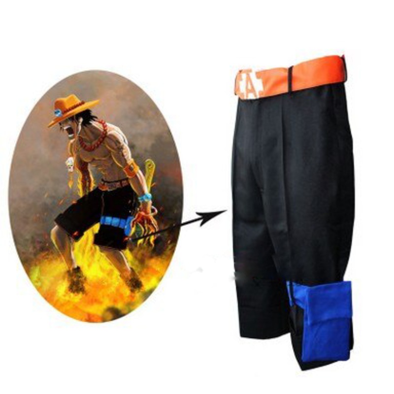 Anime One Piece Cosplay Costumes Portgas D Ace Pants With Belt Leg Bag Party Cos Shorts