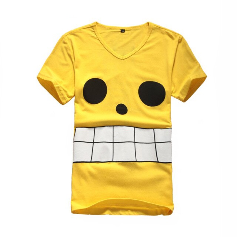 Anime One Piece Monkey D Luffy Cosplay Costume T-shirts Yellow Tops 2styles