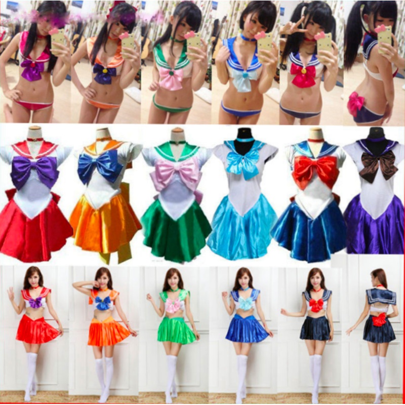 Anime Cosplay Sailor Moon Costume Bikini Girl Sexy Uniform Underwear Set Beach Halloween Party Skirts One Piece