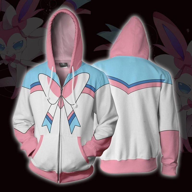Anime Hoodies Jackets Cosplay Costumes Fennekin 3d Printed Zipper Hoodie Sweatshirts
