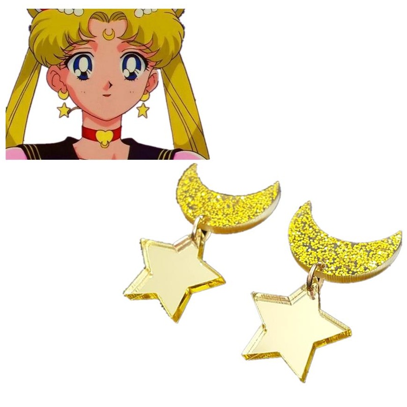 Anime Japanese Sailor Moon Cosplay Kawaii Star Space Earrings Ear Clip Studs