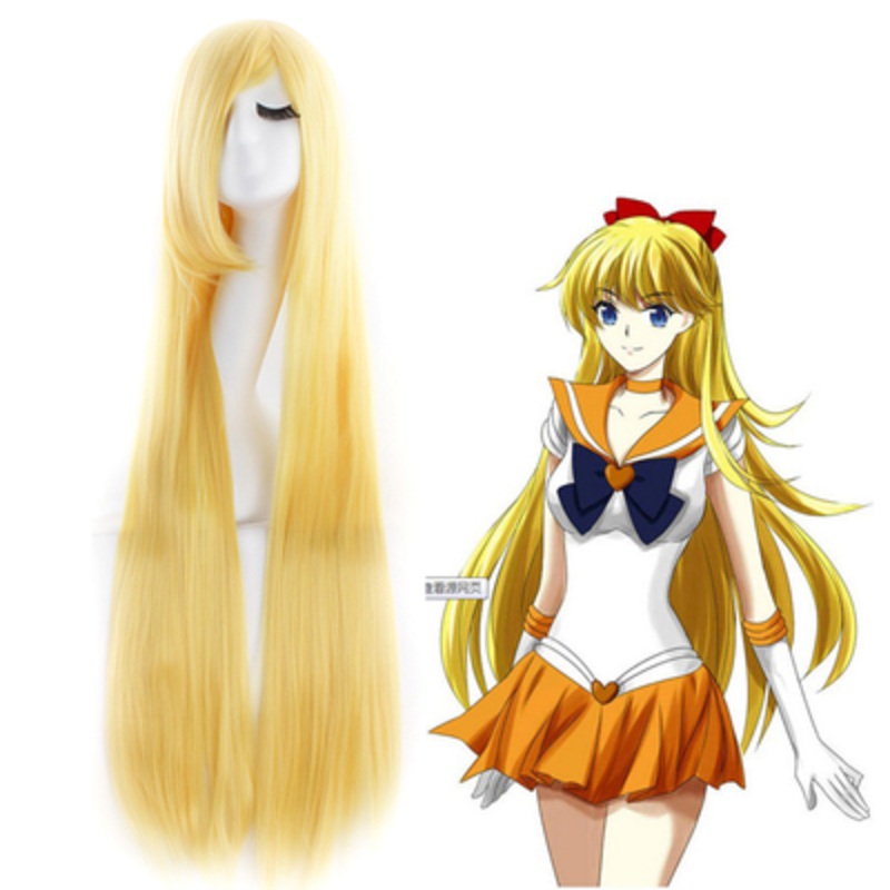 Anime Sailor Moon Venus Minako Aino Cosplay Wig Long Blonde Wigs Heat Resistant Synthetic Hair