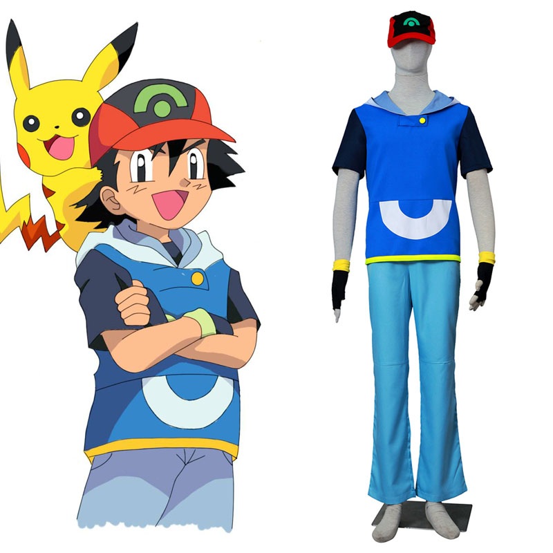 Athemis Ash Ketchum Pocket Monster Katchum Cosplay Costume Men Halloween Set