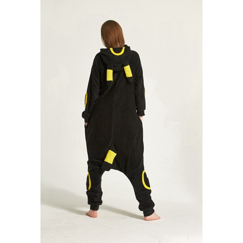 Umbreon Animal Cosplay Costume Onesie Hoodie Adult Women Men Halloween Holiday Party Fleece Full Length