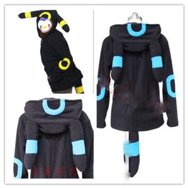 Umbreon Hoodie Cosplay Costume Carnival Costumes Sweatshirt Jacket Ears Unisex